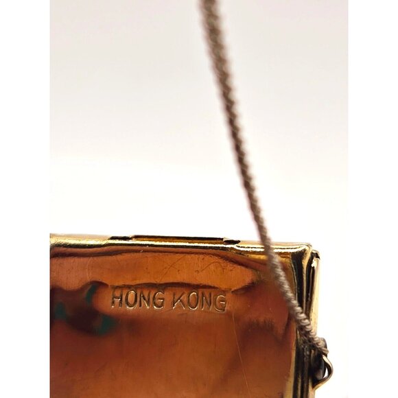 Vintage Hinged Chunky Gold Bracelet wChain 1940s Marked Japan Engraved Victorian - Picture 8 of 9